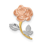 Lataa kuva Galleria-katseluun, 14k Yellow Rose Gold and Rhodium Tri Color Rose Flower Chain Slide Pendant Charm
