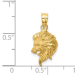이미지를 갤러리 뷰어에 로드 , 14k Yellow Gold Lion Head Diamond Cut Satin Finish Pendant Charm
