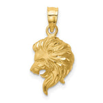 Ladda upp bild till gallerivisning, 14k Yellow Gold Lion Head Diamond Cut Satin Finish Pendant Charm
