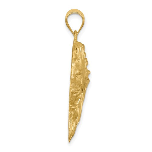 14k Yellow Gold Lion Head Large Pendant Charm
