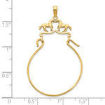 Indlæs billede til gallerivisning 14K Yellow Gold Horses Equestrian Charm Holder Pendant
