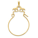 Load image into Gallery viewer, 14K Yellow Gold Horses Equestrian Charm Holder Pendant
