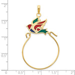 Afbeelding in Gallery-weergave laden, 14K Yellow Gold Bird Blue Red Green Epoxy Charm Holder Pendant
