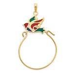 Load image into Gallery viewer, 14K Yellow Gold Bird Blue Red Green Epoxy Charm Holder Pendant
