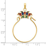 Load image into Gallery viewer, 14K Yellow Gold Crown Blue Red Green Epoxy Charm Holder Pendant
