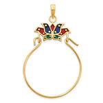 Load image into Gallery viewer, 14K Yellow Gold Crown Blue Red Green Epoxy Charm Holder Pendant

