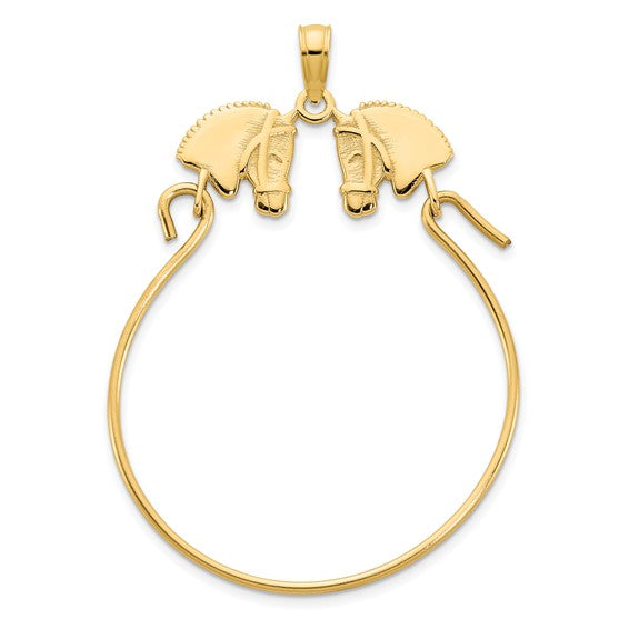 14k yellow gold horse head equestrian charm holder pendant