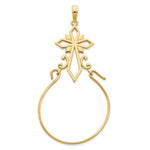 Load image into Gallery viewer, 14K Yellow Gold Fancy Cross Design Charm Holder Pendant
