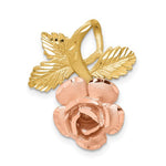 Load image into Gallery viewer, 14k Yellow Rose Gold Two Tone Rose Flower Chain Slide Pendant Charm
