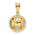 Load image into Gallery viewer, 14k Yellow Gold and Rhodium Soccer Ball 3D Pendant Charm
