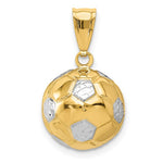 Afbeelding in Gallery-weergave laden, 14k Yellow Gold and Rhodium Soccer Ball 3D Pendant Charm
