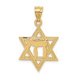 Afbeelding in Gallery-weergave laden, 14k Yellow Gold Star of David Chai Pendant Charm
