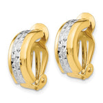 Load image into Gallery viewer, 14k Yellow Gold Rhodium Two Tone Non Pierced Clip On Omega Back Huggie Earrings
