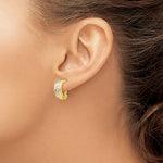 將圖片載入圖庫檢視器 14k Yellow Gold Rhodium Two Tone Non Pierced Clip On Omega Back Huggie Earrings
