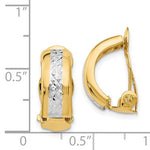 Lataa kuva Galleria-katseluun, 14k Yellow Gold Rhodium Two Tone Non Pierced Clip On Omega Back Huggie Earrings
