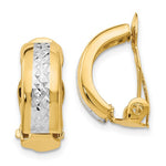 Cargar imagen en el visor de la galería, 14k Yellow Gold Rhodium Two Tone Non Pierced Clip On Omega Back Huggie Earrings

