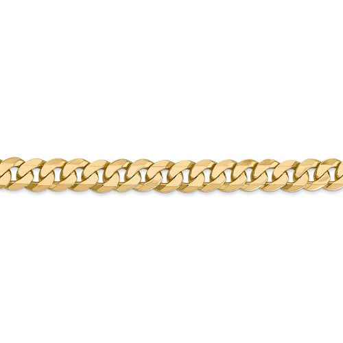 14k Yellow Gold 7.25mm Beveled Curb Link Bracelet Anklet Necklace Pendant Chain