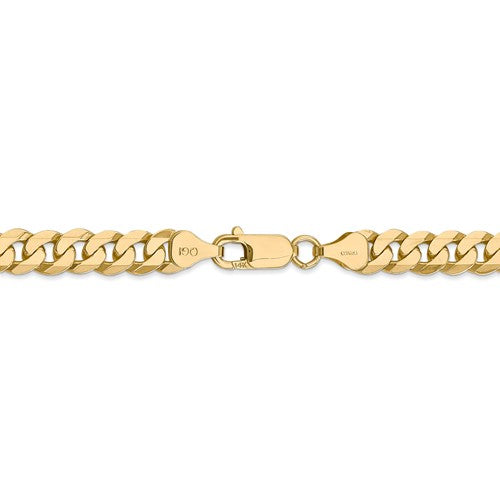 14k Yellow Gold 7.25mm Beveled Curb Link Bracelet Anklet Necklace Pendant Chain