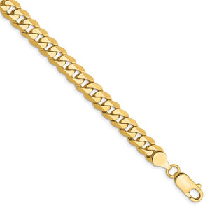 14k Yellow Gold 7.25mm Beveled Curb Link Bracelet Anklet Necklace Pendant Chain
