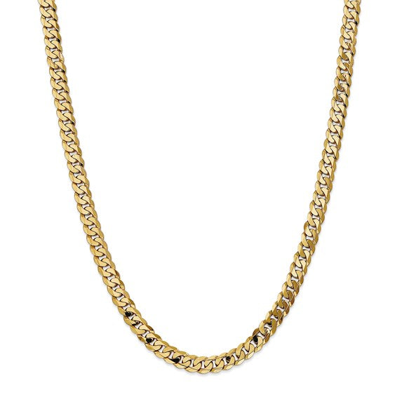 14k Yellow Gold 7.25mm Beveled Curb Link Bracelet Anklet Necklace Pendant Chain
