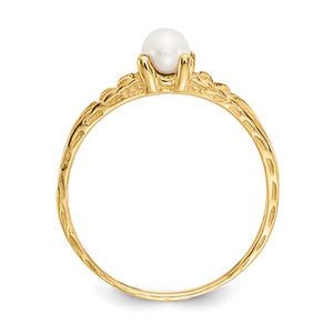 14K Yellow Gold June Freshwater Cultured Pearl Birthstone Children Baby Ring