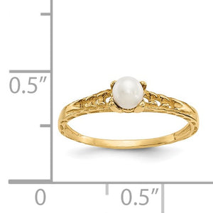 14K Yellow Gold June Freshwater Cultured Pearl Birthstone Children Baby Ring
