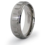 Lade das Bild in den Galerie-Viewer, Titanium Wedding Ring Band Classic Grooved Pattern Engraved Personalized

