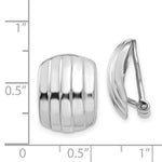 Carregar imagem no visualizador da galeria, 14k White Gold Non Pierced Clip On Omega Back Huggie J Hoop Ribbed Earrings
