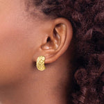 Cargar imagen en el visor de la galería, 14k Yellow Gold Quilted Style Non Pierced Clip On  Omega Back Earrings
