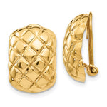 Kép betöltése a galériamegjelenítőbe: 14k Yellow Gold Quilted Style Non Pierced Clip On  Omega Back Earrings
