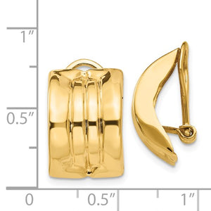 14K Yellow Gold Non Pierced Fancy Omega Back Clip On Earrings