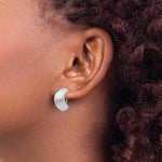 將圖片載入圖庫檢視器 14K White Gold Non Pierced Fancy Omega Back Clip On J Hoop Earrings
