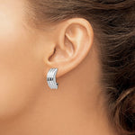 Carregar imagem no visualizador da galeria, 14K White Gold Non Pierced Fancy Omega Back Clip On J Hoop Earrings
