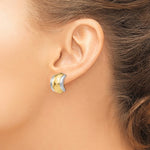 Load image into Gallery viewer, 14K Yellow Gold Rhodium Two Tone Non Pierced Fancy Omega Back Clip On Earrings
