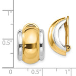 將圖片載入圖庫檢視器 14K Yellow Gold Rhodium Two Tone Non Pierced Fancy Omega Back Clip On Earrings
