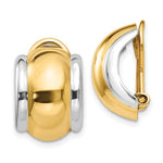 Lataa kuva Galleria-katseluun, 14K Yellow Gold Rhodium Two Tone Non Pierced Fancy Omega Back Clip On Earrings
