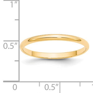 14K Yellow Gold 2mm Half Round Light Ring Band Personalized Engraved Wedding Anniversary Promise Friendship