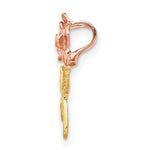 Load image into Gallery viewer, 14k Yellow Rose Gold Two Tone Small Rose Flower Chain Slide Pendant Charm
