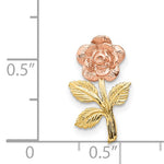 Kép betöltése a galériamegjelenítőbe: 14k Yellow Rose Gold Two Tone Small Rose Flower Chain Slide Pendant Charm
