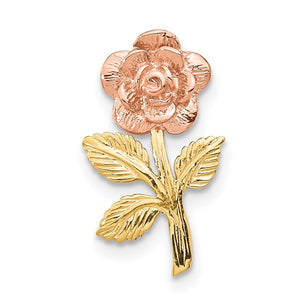 14k Yellow Rose Gold Two Tone Small Rose Flower Chain Slide Pendant Charm