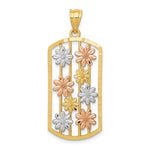 Charger l&#39;image dans la galerie, 14k Yellow Rose Gold Tri Color and Rhodium Daisy Flower Framed Pendant Charm
