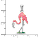 Carregar imagem no visualizador da galeria, 14k White Gold Enamel Pink Flamingo 3D Pendant Charm

