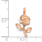 將圖片載入圖庫檢視器 14k Rose Gold Diamond Cut Satin Small Rose Flower Pendant Charm
