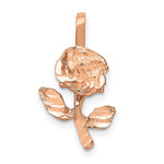 Afbeelding in Gallery-weergave laden, 14k Rose Gold Diamond Cut Satin Small Rose Flower Pendant Charm
