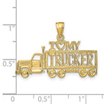 Cargar imagen en el visor de la galería, 14k Yellow Gold I Love Heart My Trucker Pendant Charm
