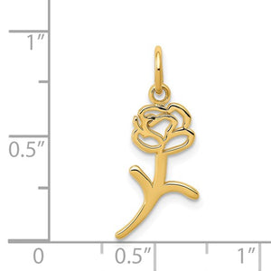 14k Yellow Gold Small Cutout Rose Flower Pendant Charm