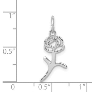 14k White Gold Small Cutout Rose Flower Pendant Charm