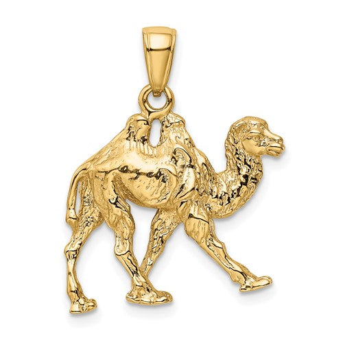 14k Yellow Gold Camel 3D Pendant Charm
