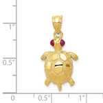Charger l&#39;image dans la galerie, 14k Yellow Gold Genuine Ruby Turtle Pendant Charm
