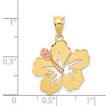 將圖片載入圖庫檢視器 14k Yellow and Rose Gold  Hibiscus Flower Pendant Charm
